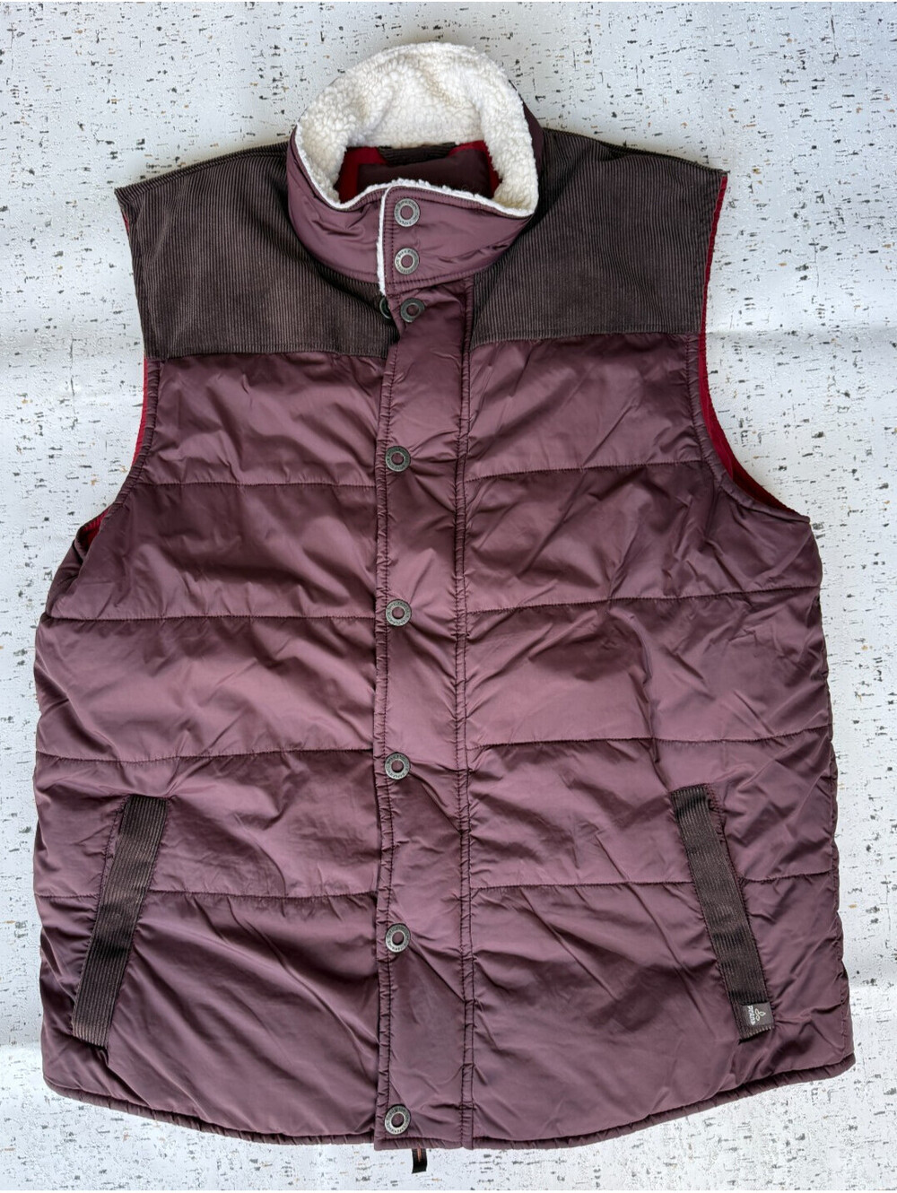 prAna Men's Vest Burgundy Quilted Waylen Insulated Size XL